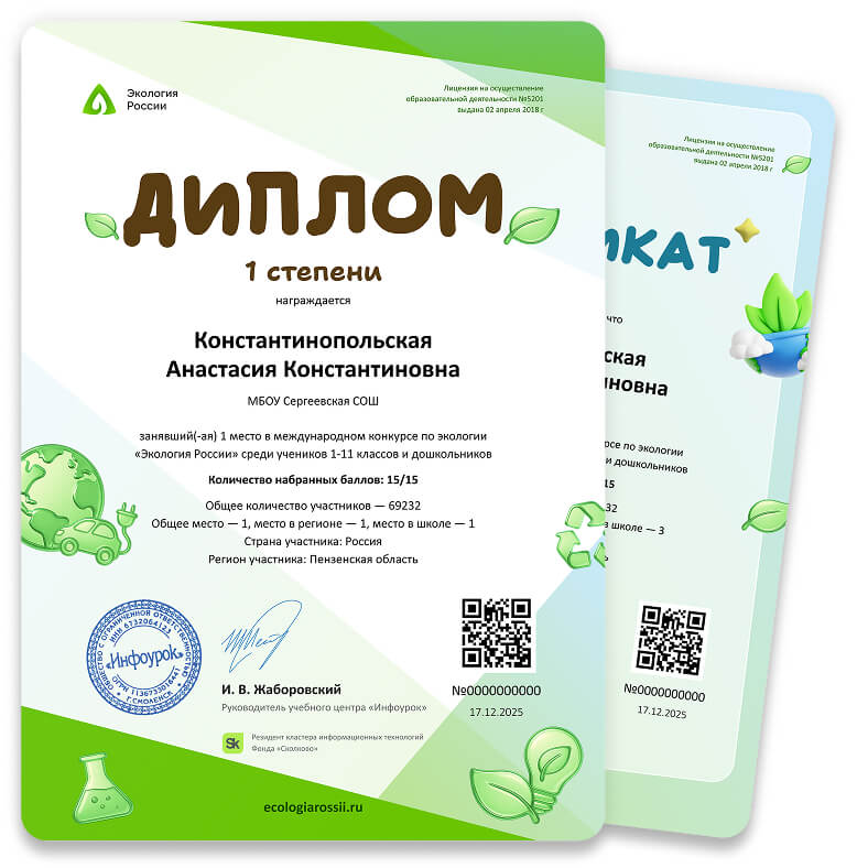 Пример наградного документа